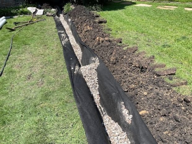 new french drain installed at new construction home in severna park, MD